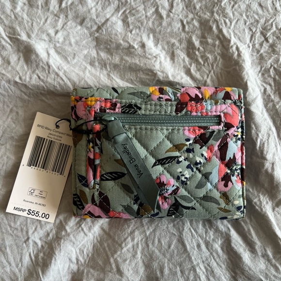 Vera Bradley RFID Riley Compact Wallet - Rosy Outlook - Picture 2 of 15